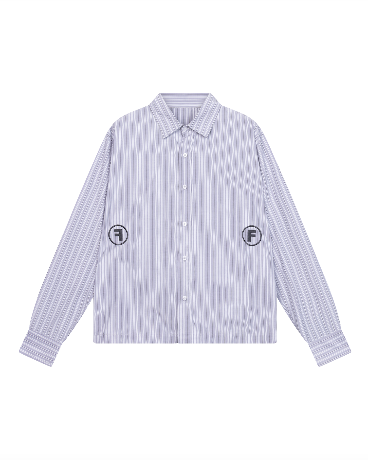 striped f circle shirt grey