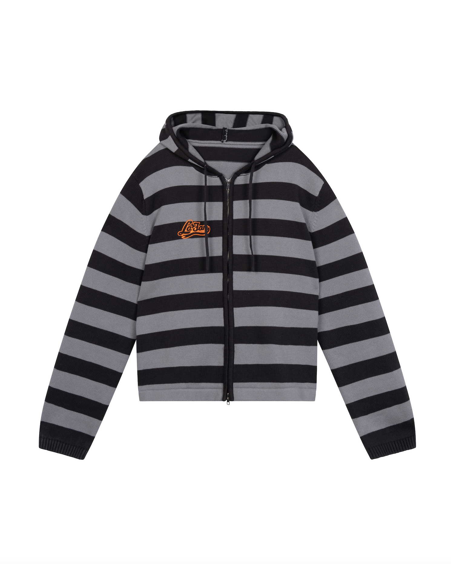 knit striped hoodie grey/black