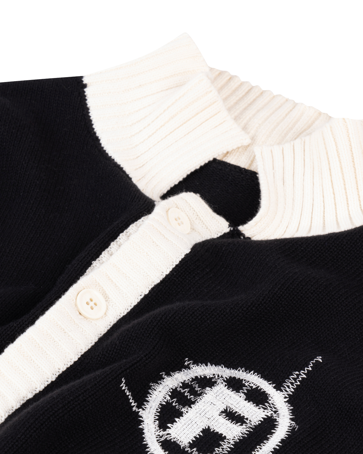 stitched f cardigan black/white