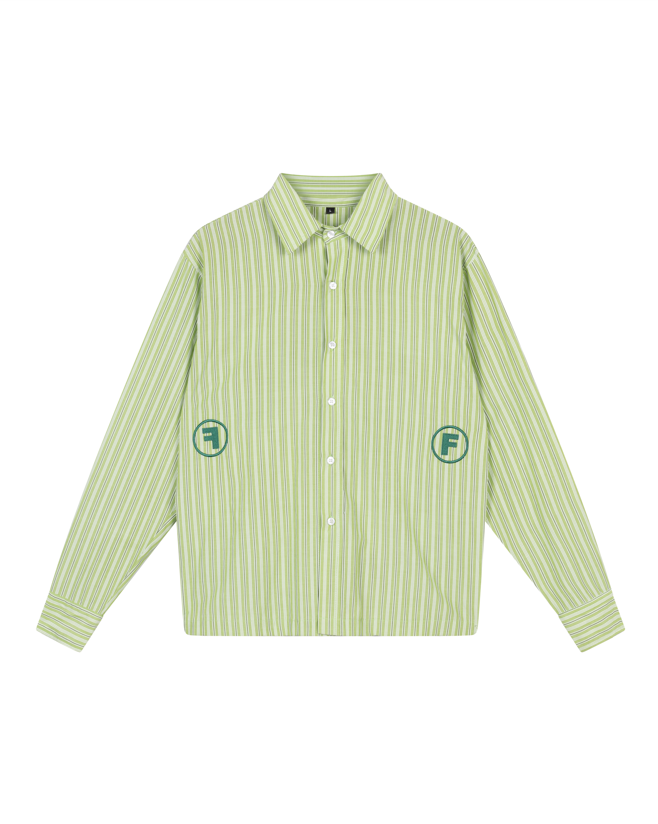 striped f circle shirt green