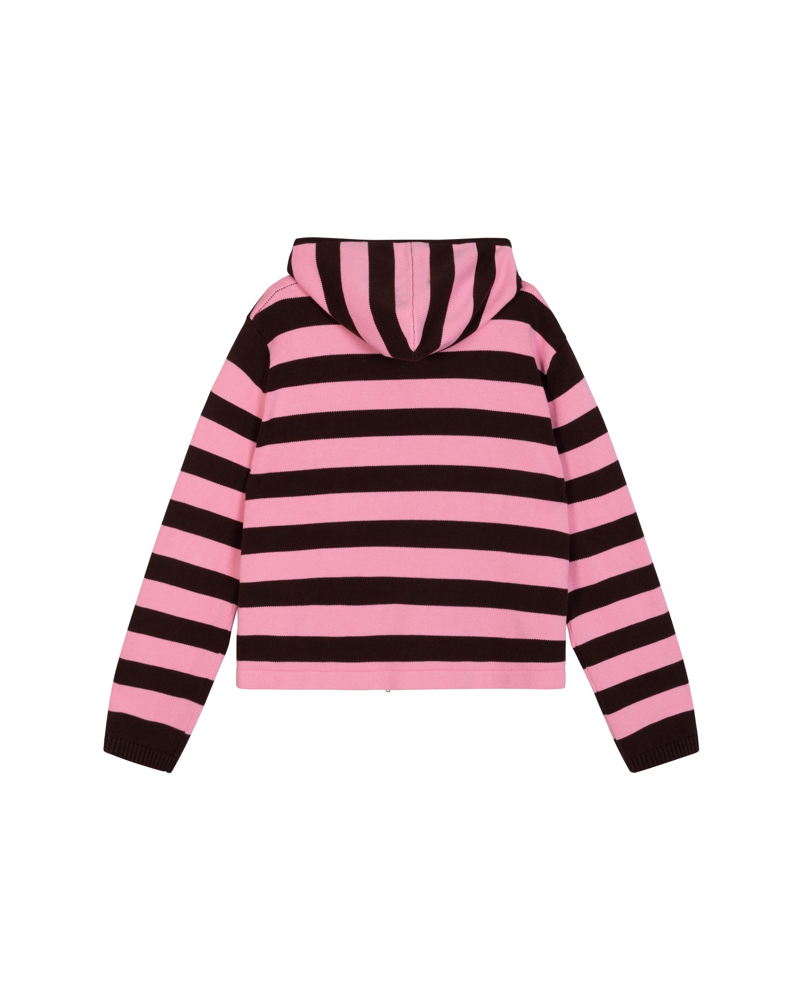 Knit striped hoodie pink